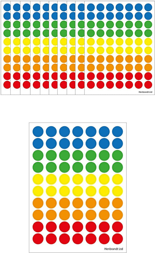 700 Coloured Dot Stickers Sticky Dots 8mm Organisation Scrapbook Sticker Chart