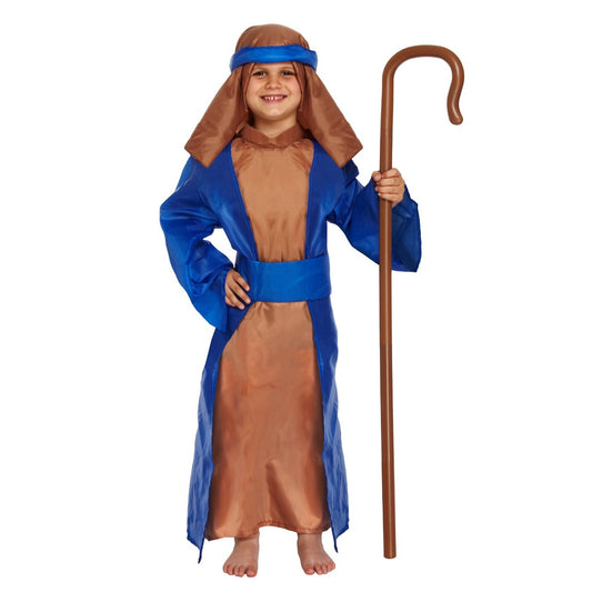 Children's Shepherd Fancy Dress Costume Nativity Medium (Age 7 9)