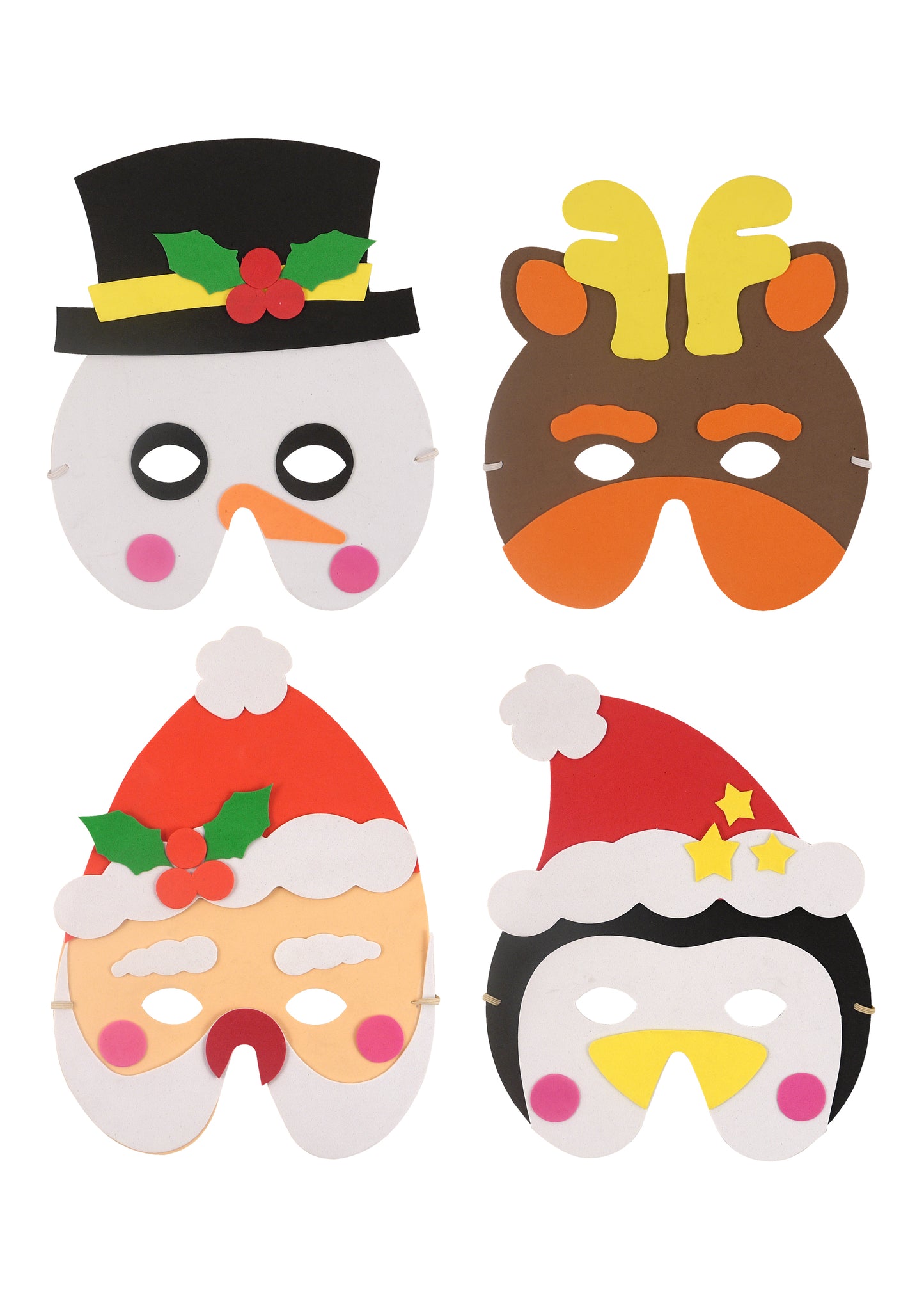 Christmas themed Foam Eva Masks Santa, Snowman, Penguin