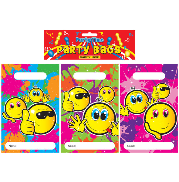 12 Smiley Face Themed Party Bags